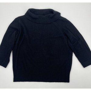 Preston & York Sweater Silk Angora Rabbit Turtleneck Pullover Black Cowl Neck XL